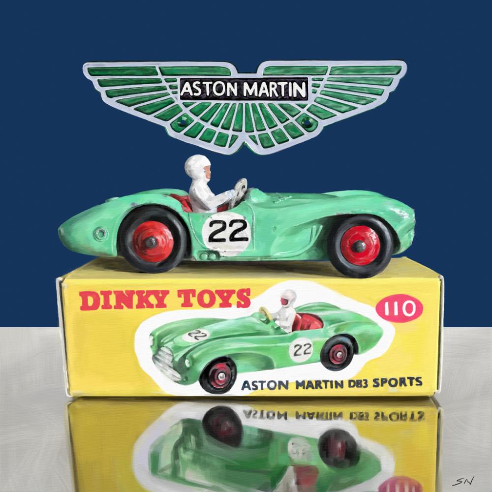 Dink Aston Martin, digital painting, a still life of a Dinky toy car