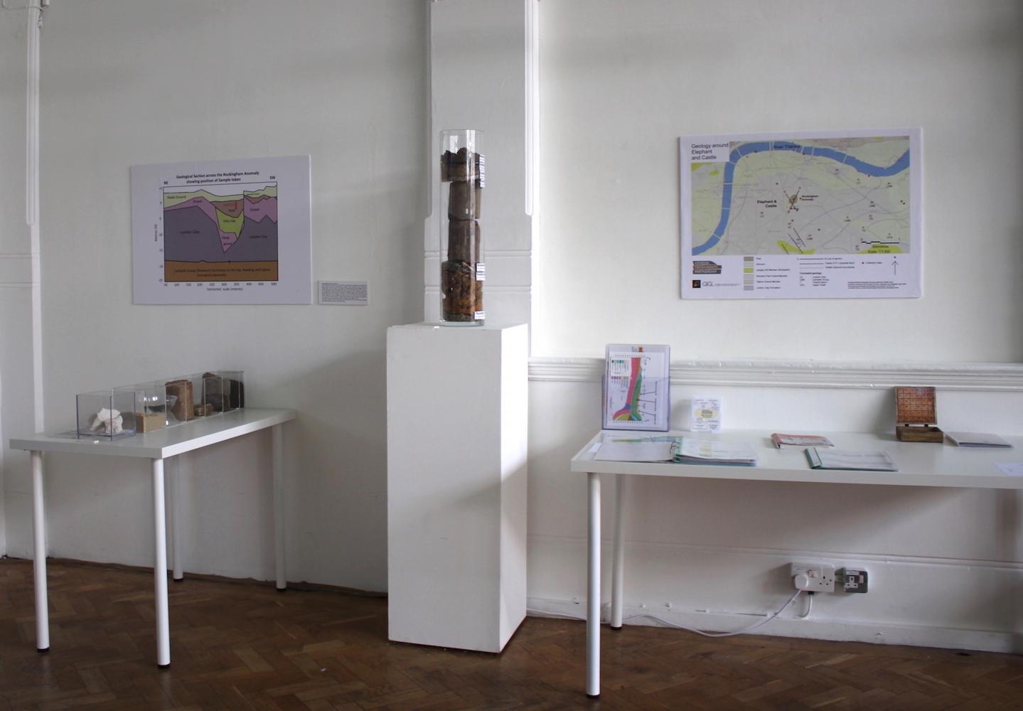 A London Geodiversity Partnership display for 'Core Sample' a previous Exhibition based on the community, art and geology.