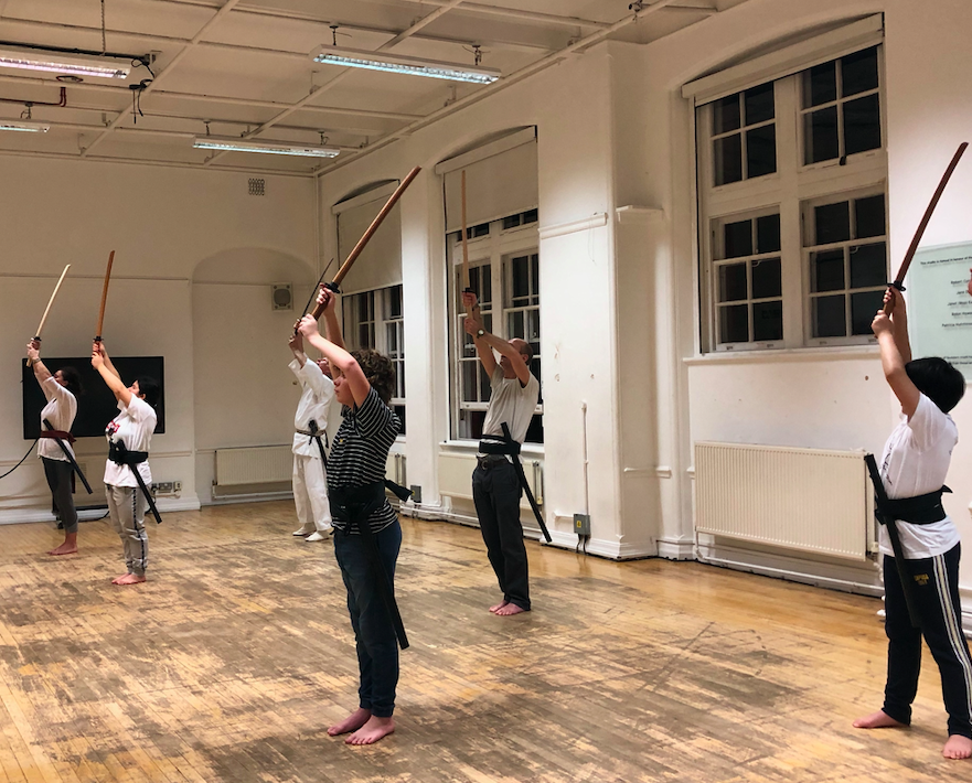 We use a wooden sword for beginners, from 15 years old