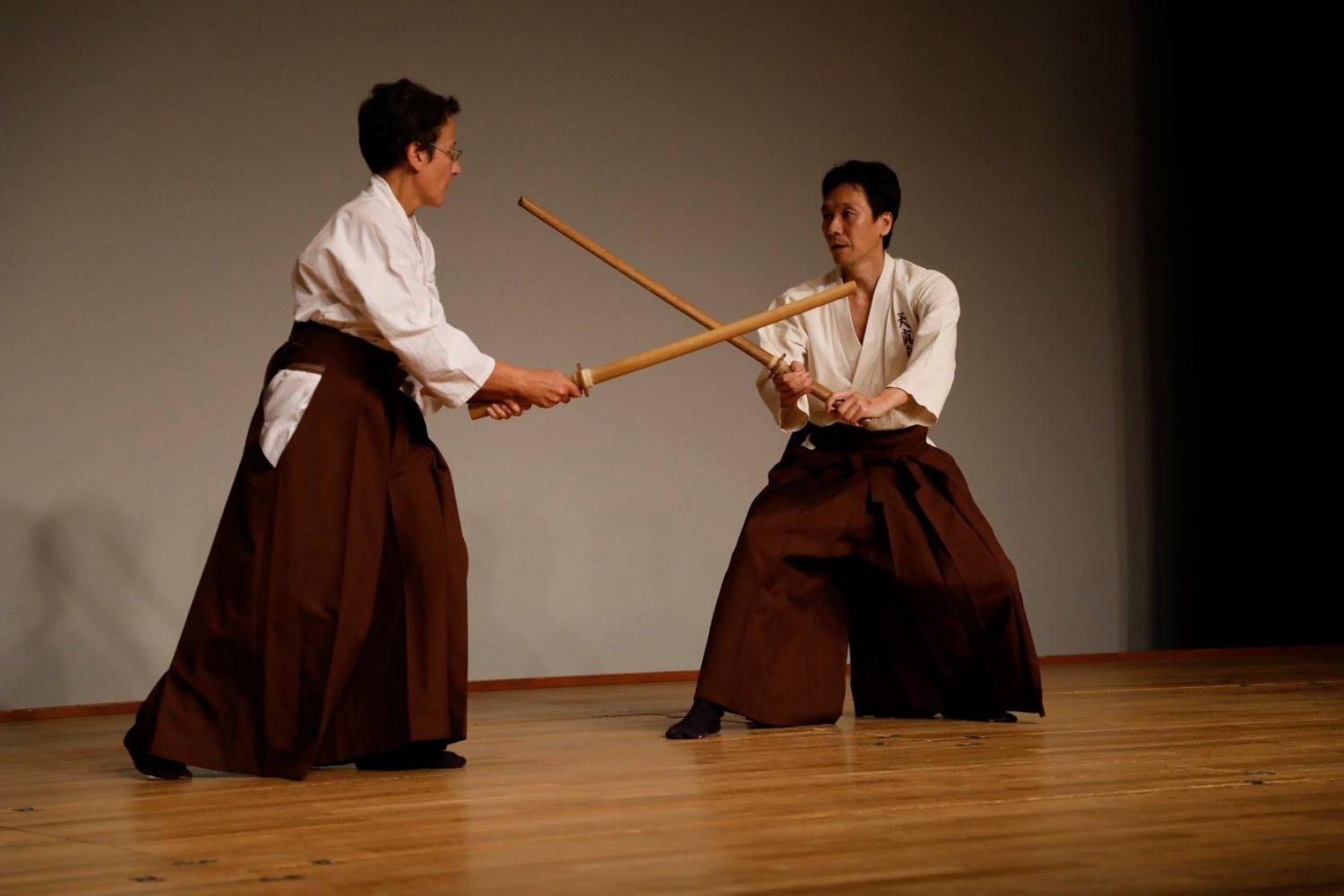 In Kenbu Tenshinryu, we practice katas (forms) and also kumitachis (practice with a partner) with a wooden sword.
