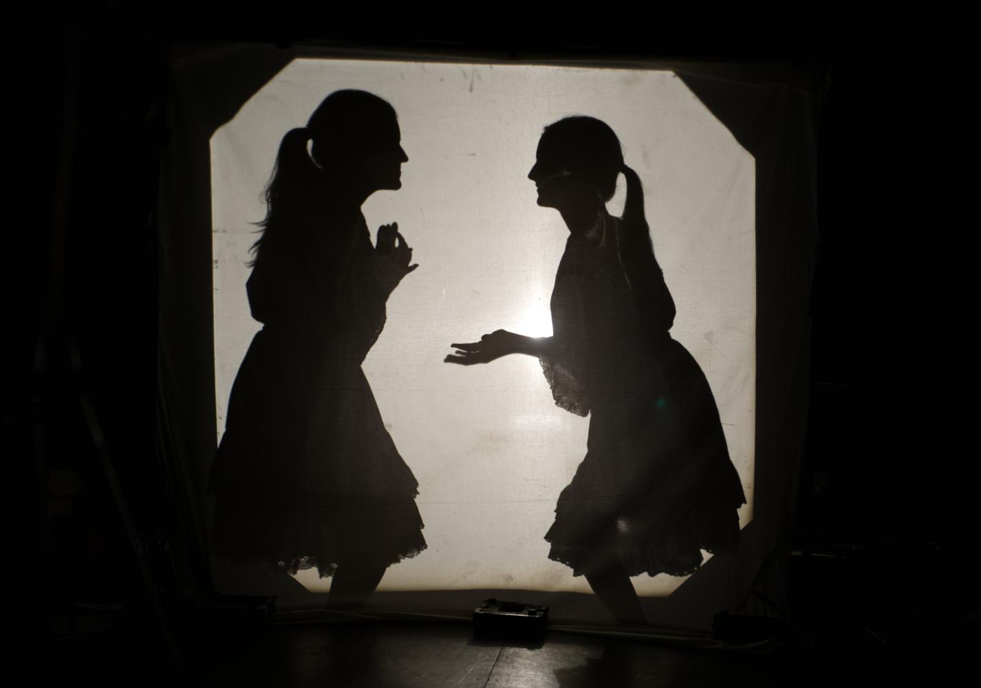 Shadow Theatre production (oral history stories). Dancers. Poles in South London Project