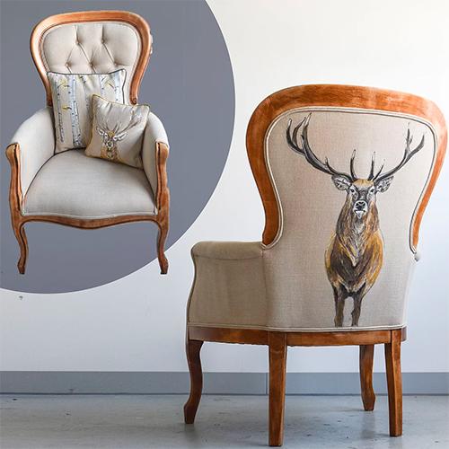 Hand-painted stag chair, Susan Bunn