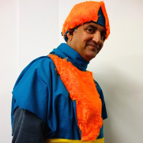 Pardip presents one of his many hand made costumes
